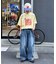 【UNISEX】【プラスサイズあり】スラブ天竺ピグメントロゴTEE