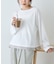 【接触冷感/ドット柄あり】フェイクレイヤードシアースラブ刺繍オーバーTee