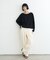 【接触冷感/ドット柄あり】フェイクレイヤードシアースラブ刺繍オーバーTee