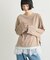 【接触冷感/ドット柄あり】フェイクレイヤードシアースラブ刺繍オーバーTee