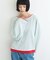【接触冷感/ドット柄あり】フェイクレイヤードシアースラブ刺繍オーバーTee