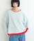 【接触冷感/ドット柄あり】フェイクレイヤードシアースラブ刺繍オーバーTee