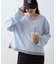 【接触冷感/ドット柄あり】フェイクレイヤードシアースラブ刺繍オーバーTee