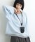 【接触冷感/ドット柄あり】フェイクレイヤードシアースラブ刺繍オーバーTee