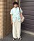 【ユニセックス】【接触冷感】ジャガードタックストレートパンツ