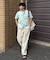 【ユニセックス】【接触冷感】ジャガードタックストレートパンツ
