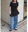 裾バルーンランダムリブ半袖トップス