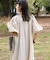 【Aguni】綿麻裾刺繍サロペット
