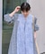 【Aguni】花柄切替袖ボリュームワンピース