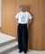 【UNISEX】【プラスサイズあり】スクエア総刺繍ロゴTシャツ