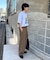 【接触冷感素材で夏も快適】レーヨンナイロンツータックスラックス