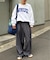 【UNISEX】タックボリュームワイドスラックスパンツ/サイドラインスラックス