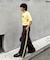 【UNISEX】タックボリュームワイドスラックスパンツ/サイドラインスラックス