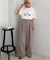 【UNISEX】タックボリュームワイドスラックスパンツ/サイドラインスラックス