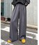 【UNISEX】タックボリュームワイドスラックスパンツ/サイドラインスラックス