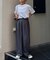 【UNISEX】タックボリュームワイドスラックスパンツ/サイドラインスラックス