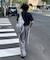 【UNISEX】タックボリュームワイドスラックスパンツ/サイドラインスラックス