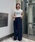 【UNISEX】タックボリュームワイドスラックスパンツ/サイドラインスラックス