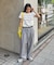 【UNISEX】タックボリュームワイドスラックスパンツ/サイドラインスラックス