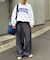 【UNISEX】タックボリュームワイドスラックスパンツ/サイドラインスラックス