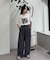 【UNISEX】タックボリュームワイドスラックスパンツ/サイドラインスラックス
