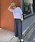 【UNISEX】タックボリュームワイドスラックスパンツ/サイドラインスラックス
