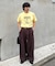【UNISEX】タックボリュームワイドスラックスパンツ/サイドラインスラックス