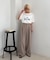 【UNISEX】タックボリュームワイドスラックスパンツ/サイドラインスラックス
