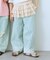 【KIDS】裾レース切替ワイドデニム