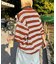 【UNISEX】透かし編みメッシュボーダーハーフジップサマーニットポロ