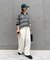 【UNISEX】透かし編みメッシュボーダーハーフジップサマーニットポロ