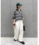【UNISEX】透かし編みメッシュボーダーハーフジップサマーニットポロ