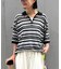 【UNISEX】透かし編みメッシュボーダーハーフジップサマーニットポロ