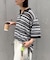 【UNISEX】透かし編みメッシュボーダーハーフジップサマーニットポロ