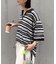 【UNISEX】透かし編みメッシュボーダーハーフジップサマーニットポロ