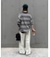 【UNISEX】透かし編みメッシュボーダーハーフジップサマーニットポロ