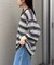 【UNISEX】透かし編みメッシュボーダーハーフジップサマーニットポロ
