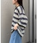【UNISEX】透かし編みメッシュボーダーハーフジップサマーニットポロ