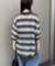 【UNISEX】透かし編みメッシュボーダーハーフジップサマーニットポロ