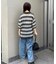 【UNISEX】透かし編みメッシュボーダーハーフジップサマーニットポロ