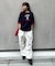 【UNISEX】アニマル柄サマーニット袖切替し配色TEE