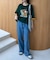 【UNISEX】アニマル柄サマーニット袖切替し配色TEE