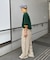 【UNISEX】アニマル柄サマーニット袖切替し配色TEE
