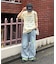 【UNISEX】ライトオンスカラーロールアップダメージデニム