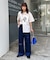 【UNISEX】ライトオンスカラーロールアップダメージデニム
