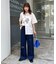 【UNISEX】ライトオンスカラーロールアップダメージデニム