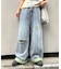 【UNISEX】ライトオンスカラーロールアップダメージデニム