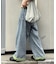 【UNISEX】ライトオンスカラーロールアップダメージデニム