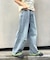 【UNISEX】ライトオンスカラーロールアップダメージデニム