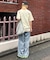 【UNISEX】ライトオンスカラーロールアップダメージデニム